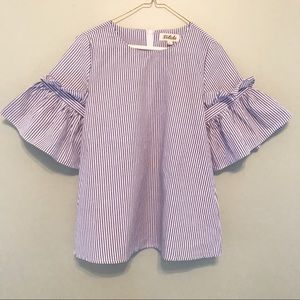 Listicle Blue & White Bell Sleeved Top NWT Size S